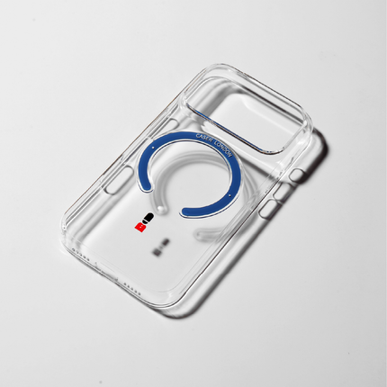 Slim Clear iPhone 17 Pro Max Case with Royal Blue MagSafe Ring - King's Guard | The Iconic Slim