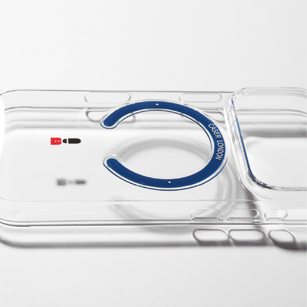 Slim Clear iPhone 17 Pro Max Case with Royal Blue MagSafe Ring - King's Guard | The Iconic Slim