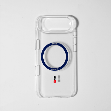 Slim Clear iPhone 17 Pro Max Case with Royal Blue MagSafe Ring - King's Guard | The Iconic Slim