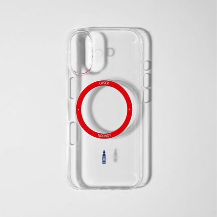 Slim Clear iPhone 17 Case with Red MagSafe Ring - Big Ben | The Iconic Slim
