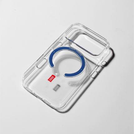 Slim Clear iPhone 17 Pro Max Case with Royal Blue MagSafe Ring - Telephone Box | The Iconic Slim