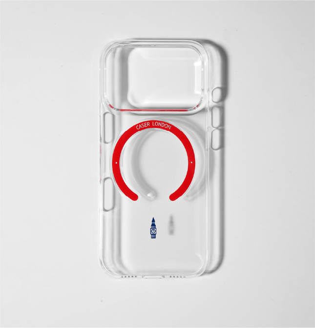 Slim Clear iPhone 17 Pro Case with Red MagSafe Ring - Big Ben | The Iconic Slim