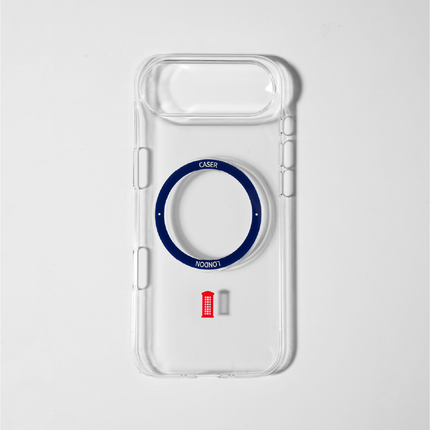 Slim Clear iPhone Air Case with Royal Blue MagSafe Ring - Telephone Box | The Iconic Slim