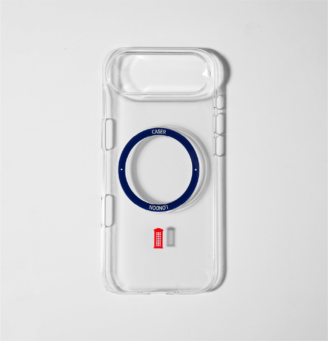 Slim Clear iPhone Air Case with Royal Blue MagSafe Ring - Telephone Box | The Iconic Slim
