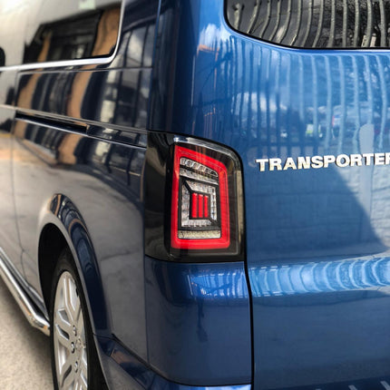 For VW T5.1 Transporter MK3.1 Tailgate LED Rear Lights Clear Full Frame Light Bar Upgrade – Van-X