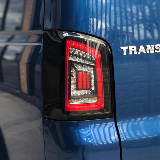 For VW T5.1 Transporter MK3.1 Tailgate LED Rear Lights Clear Full Frame Light Bar Upgrade – Van-X