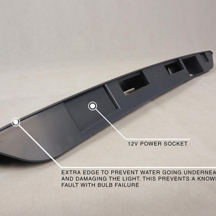 For VW T5, T5.1 Barn Door Rear Number Plate Unit - Deep Black Painted and Ready to Fit