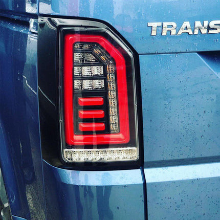 For VW T6 Transporter 2015–2020 Tailgate LED Rear Lights Clear Lens Full LED Light Upgrade – Van-X