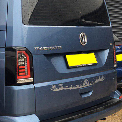 For VW T6 Transporter 2015–2020 Tailgate LED Rear Lights Clear Lens Full LED Light Upgrade – Van-X
