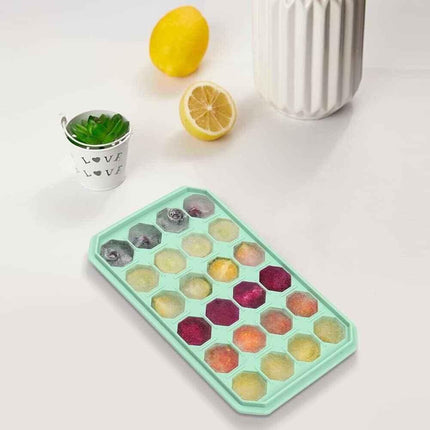 Reusable Ice Cube Trays with No Spill Lid Easy Release 48 Cubes Whiskey Cocktail