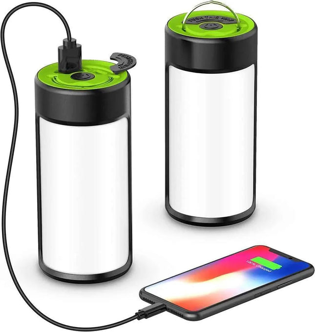 2 Pack Rechargeable Camping Lantern LED 400LM 5 Modes Emergency Tent Light USB