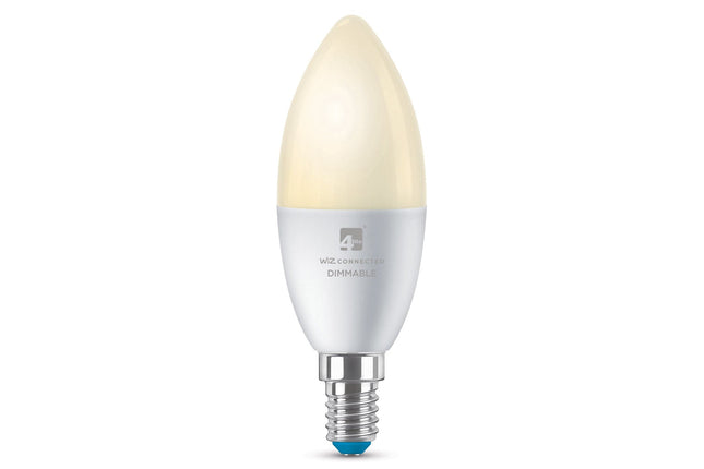 4lite WiZ Connected C37 Candle Dimmable Warm White WiFi LED Smart Bulb - E14 Small Screw