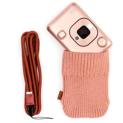 Fujifilm Instax Mini Liplay Accessory Kit with Neck Strap & Knitted Pouch - Blush Gold