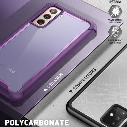 Galaxy S21 Case 6.2 Inch Rugged Clear Shockproof Bumper Purple i-Blason Ares