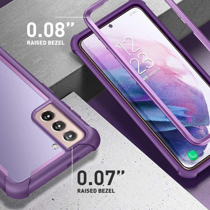 Galaxy S21 Case 6.2 Inch Rugged Clear Shockproof Bumper Purple i-Blason Ares