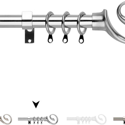 Curtain Pole Adjustable Length 130-240cm Chrome Ø16/19mm