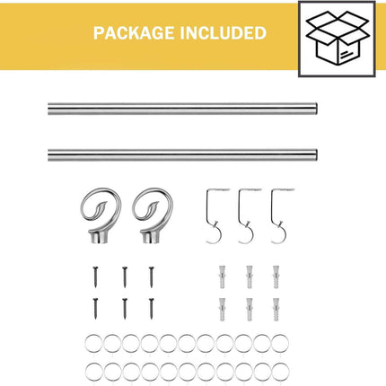 Curtain Pole Adjustable Length 130-240cm Chrome Ø16/19mm