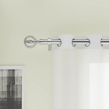 Curtain Pole Globe Ball finials Extendable Curtain Pole 120-300 cm Satin