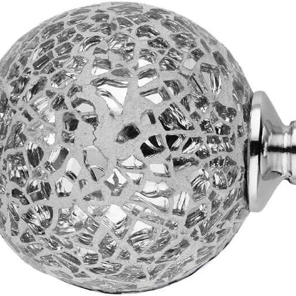 Curtain Poles Mosaic ball finials Extendable Set 70 to 120cm Chrome