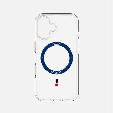 Slim Clear iPhone 16 Pro Case with Royal Blue MagSafe Ring - King's Guard | The Iconic Case