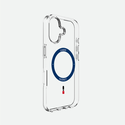 Slim Clear iPhone 16 Pro Max Case with Royal Blue MagSafe Ring - King's Guard | The Iconic Case