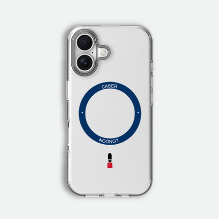 Slim Clear iPhone 16 Case with Royal Blue MagSafe Ring - King's Guard | The Iconic Case