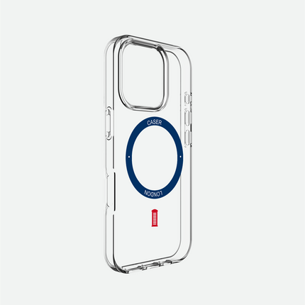 Slim Clear iPhone 16 Case with Royal Blue MagSafe Ring - Telephone Box | The Iconic Case