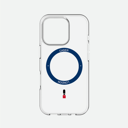 Slim Clear iPhone 16 Pro Case with Royal Blue MagSafe Ring - King's Guard | The Iconic Case