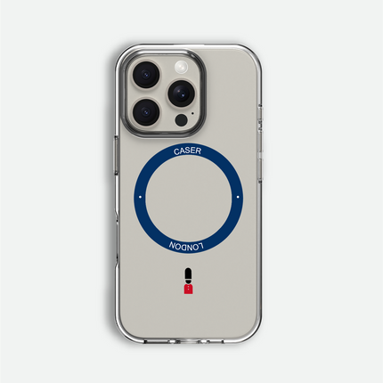 Slim Clear iPhone 16 Pro Case with Royal Blue MagSafe Ring - King's Guard | The Iconic Case