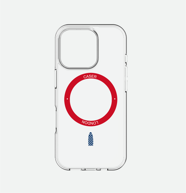 Slim Clear iPhone 16 Pro Max Case with Red MagSafe Ring - Gherkin Icon | The Iconic Case