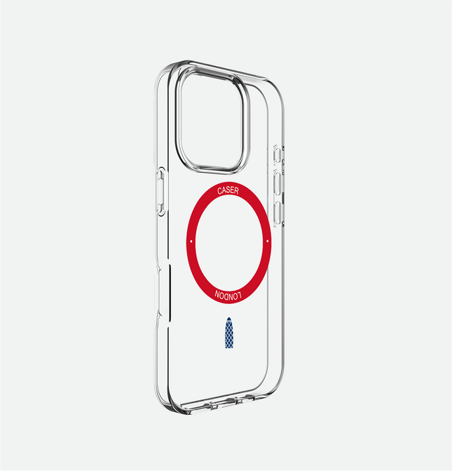 Slim Clear iPhone 16 Pro Max Case with Red MagSafe Ring - Gherkin Icon | The Iconic Case