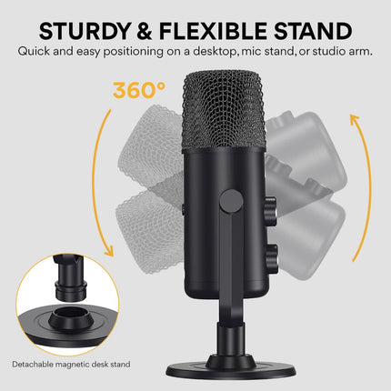 Maono USB-C Desktop Condenser Cardioid Omnidirectional Microphone with Headphone Jack