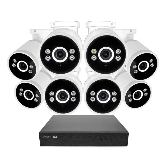 Swann AdvancedX 4K 2TB 16-Channel Wired PoE NVR CCTV with 8 Bullet Camera Kit