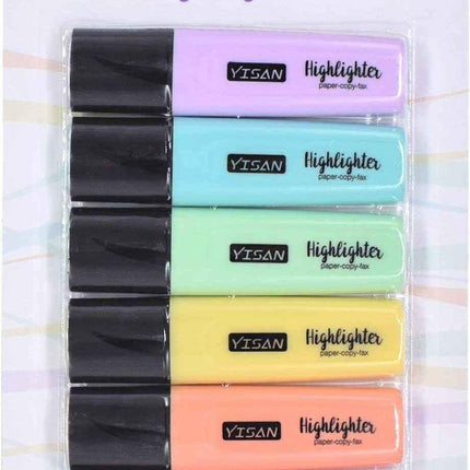 YISAN Bright Pastel Highlighters 6-Color Set for Creative Colourful Marker Set