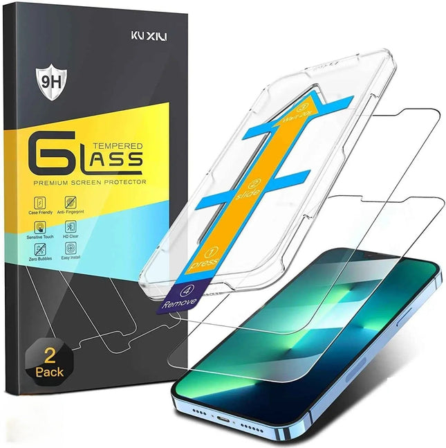 iPhone 13 / 13 Pro Tempered Glass Screen Protectors with Auto Alignment Tool