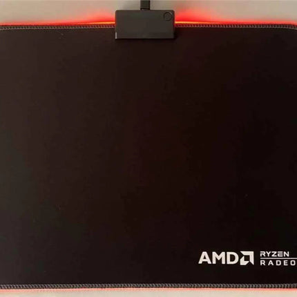 AMD LED Gaming Mouse Pad with Red Light, Anti-Slip, 36.5x25.5cm for PC & Laptop