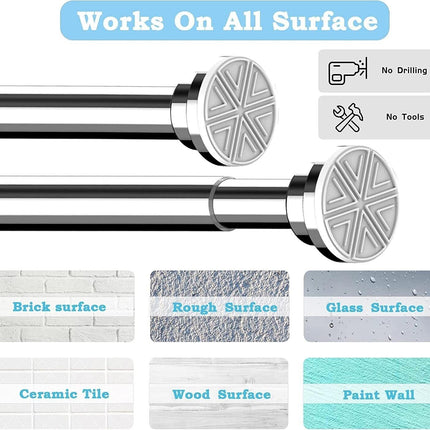 Tension Curtain Rod Shower Stainless Steel No Drill Extendable 90-160 cm Aiitomg