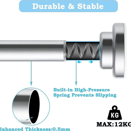 Tension Curtain Rod Shower Stainless Steel No Drill Extendable 90-160 cm Aiitomg