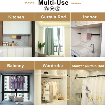 Extendable Shower Curtain Rod No Drilling 110-160CM Black Tension Rod