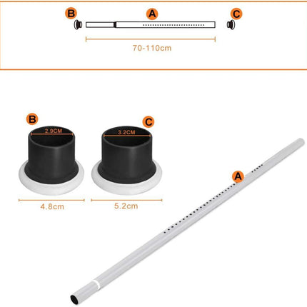 Shower Curtain Rod Extendable No Drill Telescopic Carbon Steel 70-110cm White