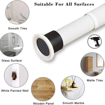 Shower Curtain Rod Extendable No Drill Telescopic Carbon Steel 70-110cm White