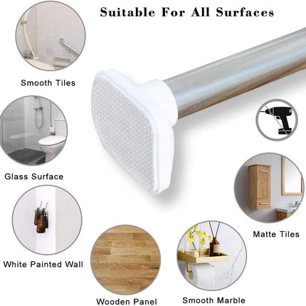 Shower Curtain Rod Extendable Telescopic No Drill Stainless Steel 310-360cm