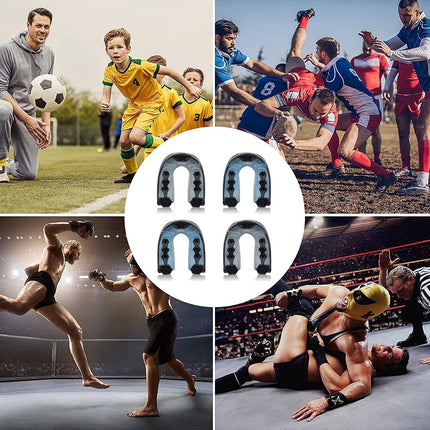 Football Mouth Guard Adult Youth Sports Mouthguard with Strap 4 Pack Multisport