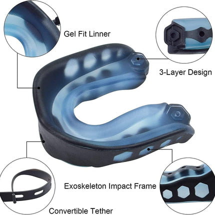 Football Mouth Guard Adult Youth Sports Mouthguard with Strap 4 Pack Multisport