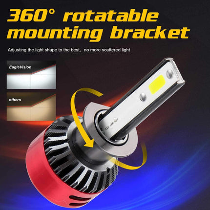 H1 LED Headlight Bulbs 55W 9000LM 6000K Car Fog High Beam Pair Kairiyard