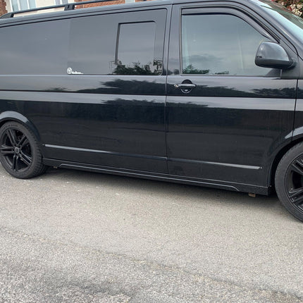 For VW T5, T5.1 LWB Side Skirts Deep Black Plastic Painted and Ready to Fit