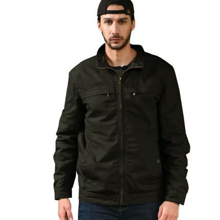 Mens Cotton Harrington Jacket Classic Lightweight Coat Black XXL WenVen