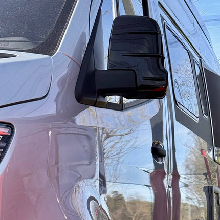 For Mercedes Sprinter Dodge 907 Wing Mirror Covers with Indicator - Gloss Black (Set of 2) - Replacement Caps for 907 Models