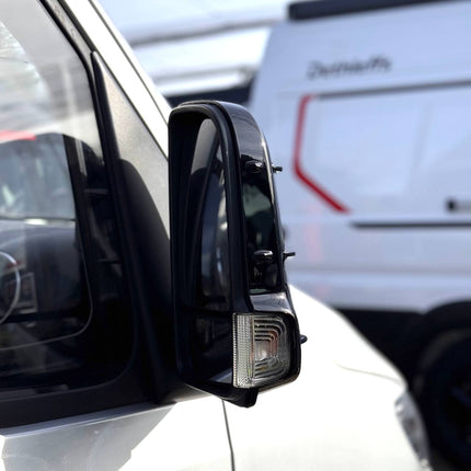 For Mercedes Sprinter Dodge 907 Wing Mirror Covers with Indicator - Gloss Black (Set of 2) - Replacement Caps for 907 Models