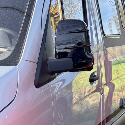 For Mercedes Sprinter Dodge 907 Wing Mirror Covers with Indicator - Gloss Black (Set of 2) - Replacement Caps for 907 Models